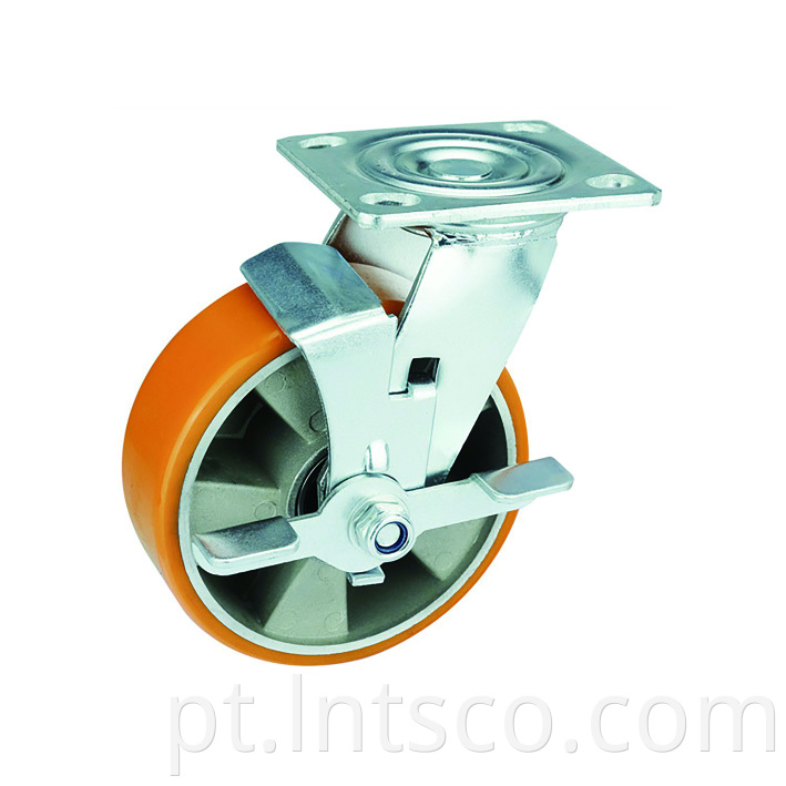 Heavy Duty PU on Aluminum Side Brake Casters